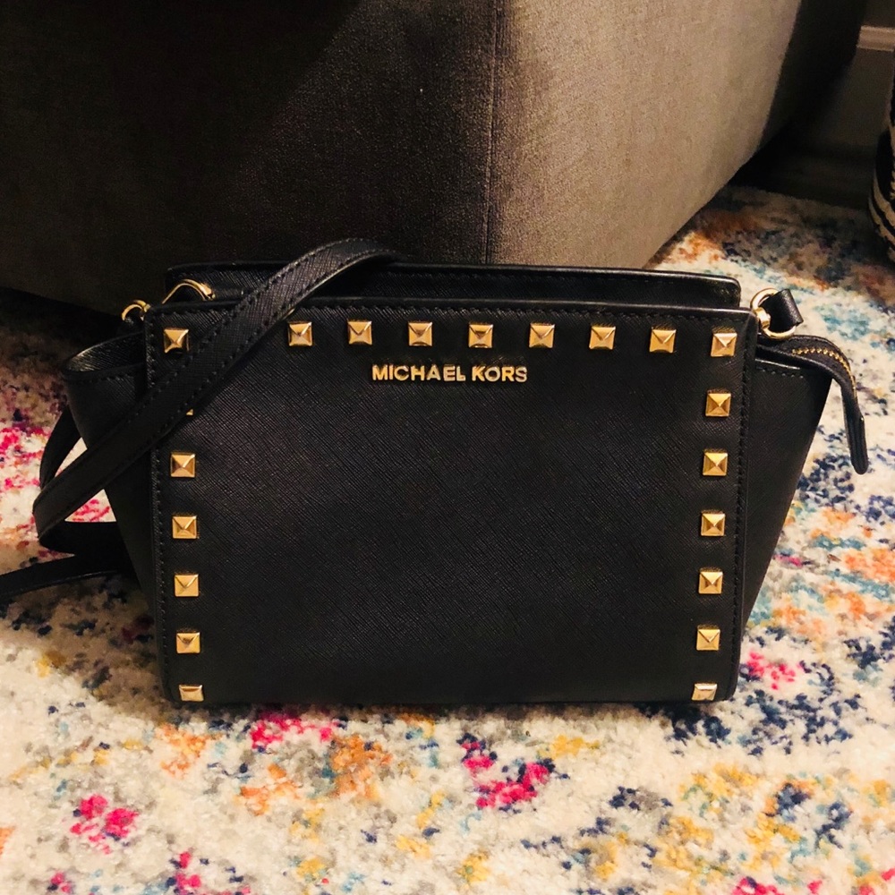 Selma Studded Leather Michael Kors Crossbody Purse